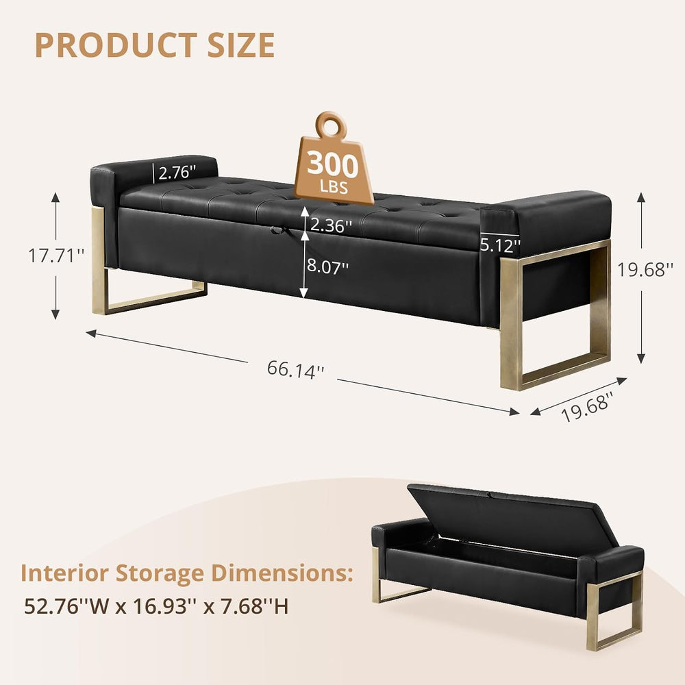 67'' End of Bed Storage Bench, Storage Ottoman Bench for Bedroom King...