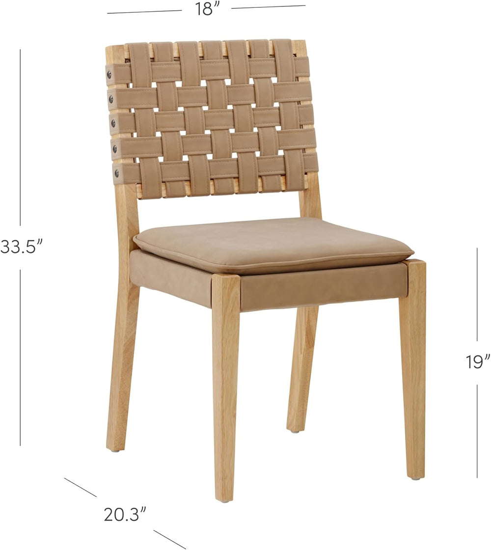 Nathan James Cohen Wood Dining Chair, Mid-Century Modern Upholstered Side Cha...