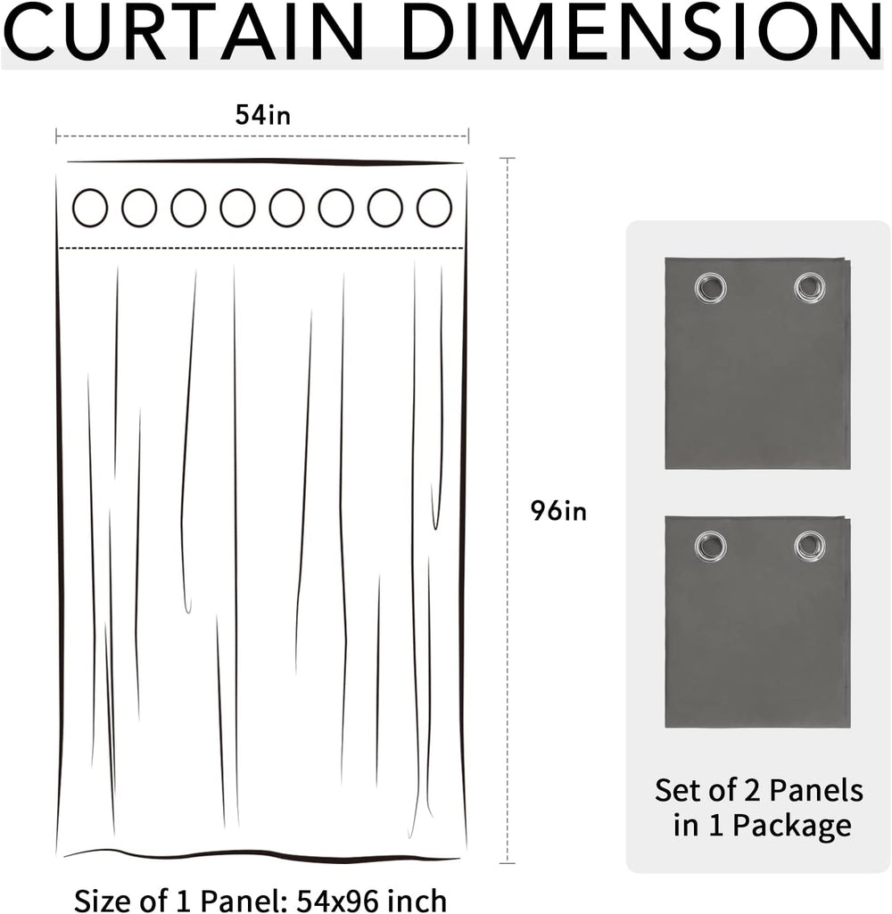 Easy-Going 100% Waterproof Outdoor Curtains 54x96 inch, Dark Grey