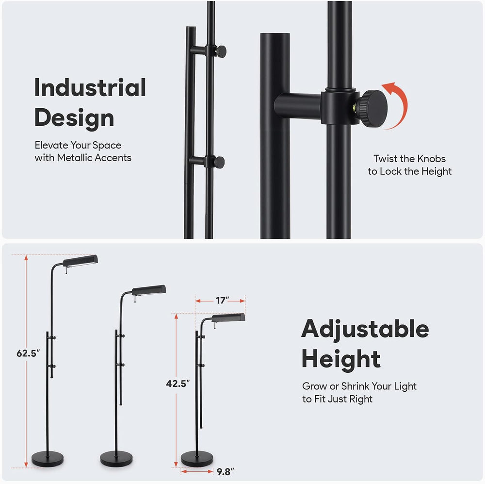 VONLUCE Industrial Floor Lamp, Adjustable LED Floor Lamp for Living Room
