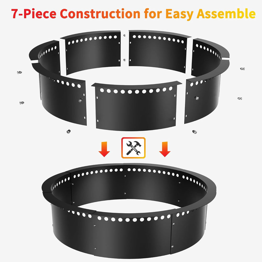 Smokeless Fire Pit Ring, 52-Inch Outer/48-Inch Inner Heavy Duty Large Solid M...