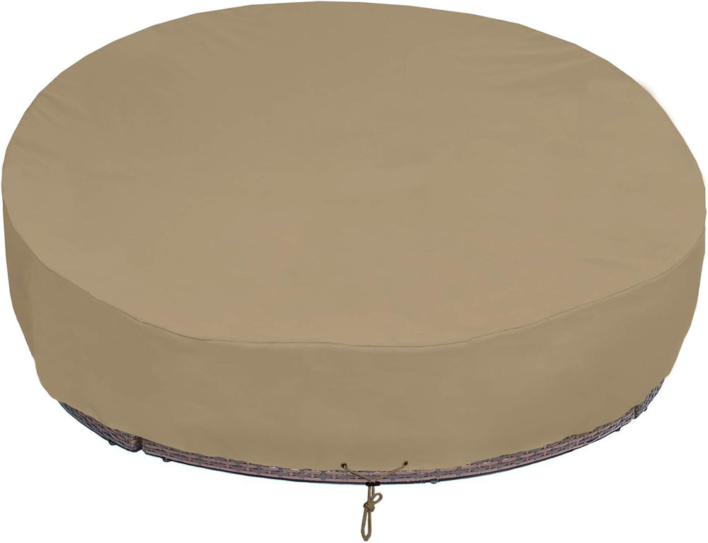SunPatio Heavy Duty FadeStop Outdoor Round Daybed Cover 75 Inch, Patio Day Be...