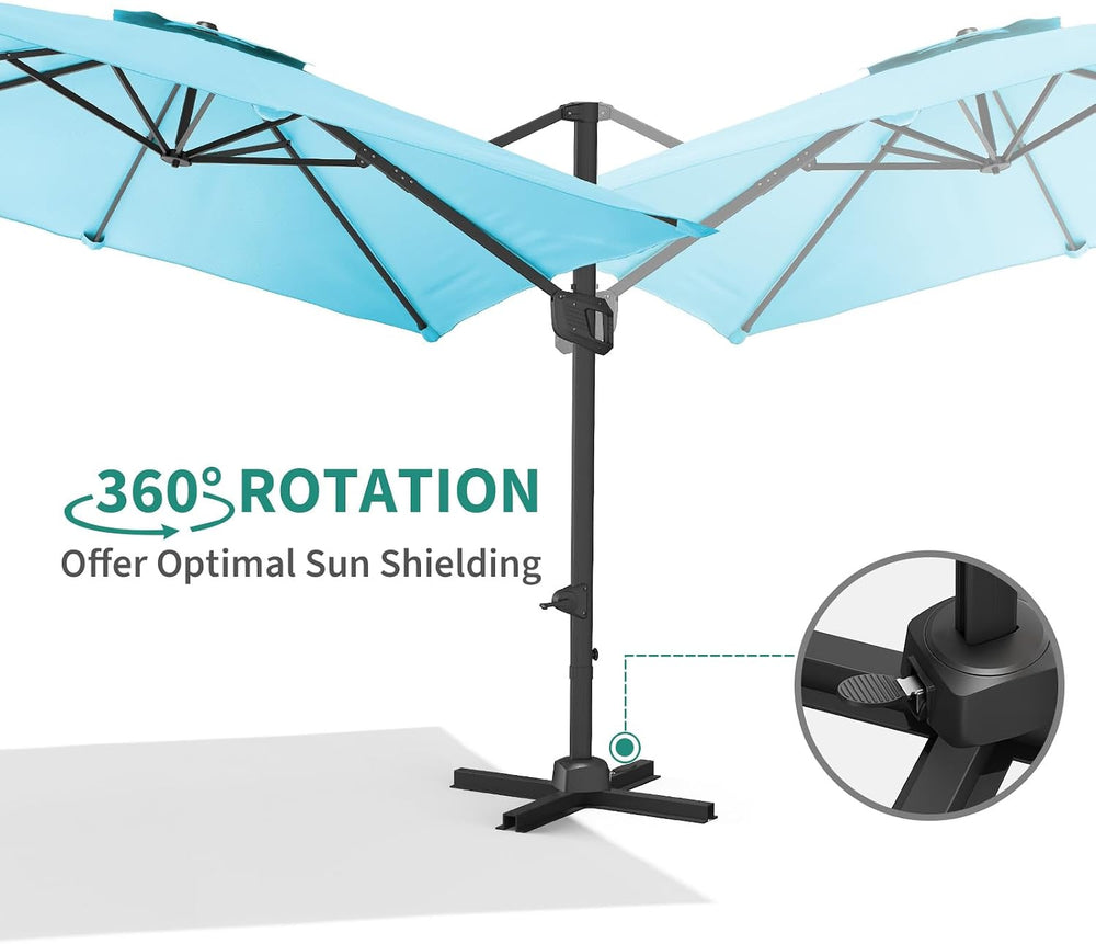 Garvee 10x10 ft Cantilever Patio Umbrella Heavy Duty Rectangle Offset