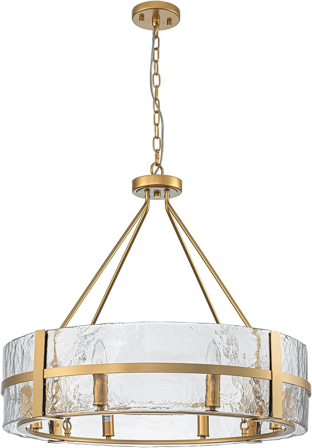 28" Gold Drum Chandelier, Modern Glass Chandeliers for Dining Room