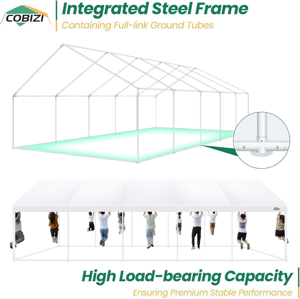 COBIZI 16x32 Heavy Duty Party Tent Outdoor Waterproof Canopy with 14 Church W...