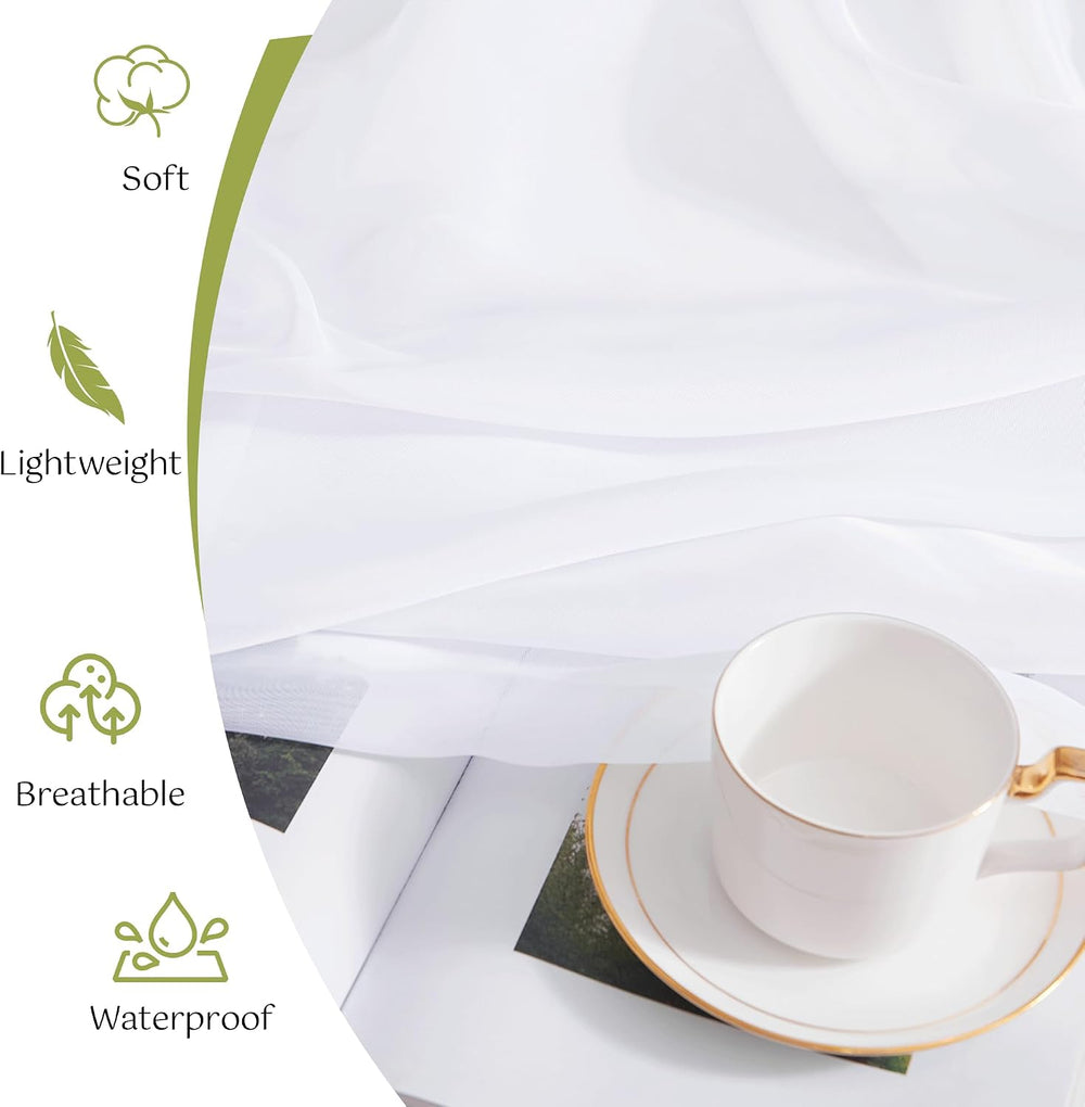 RYB HOME 4 Panels White Sheer Outdoor Curtains for Patio Waterproof