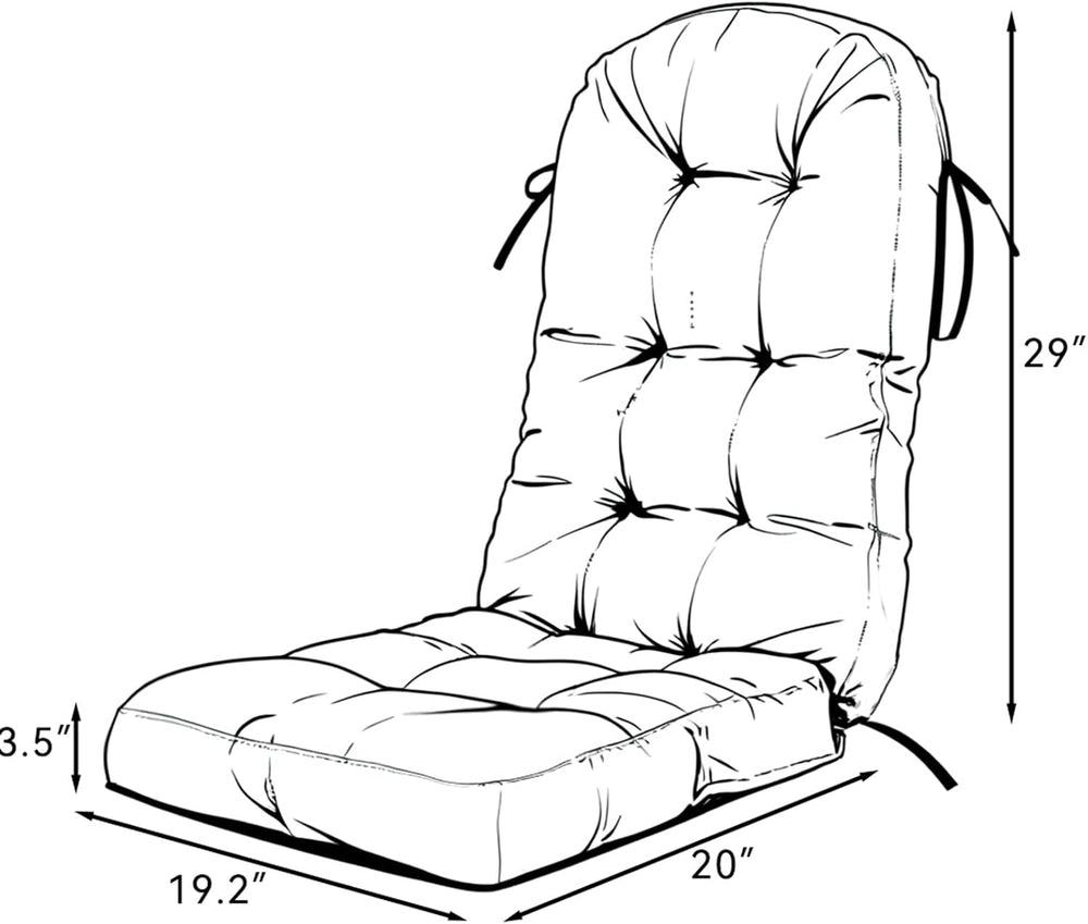 Outdoor Rocking Chair Cushion Set of 2 for Adirondack Chair, High Back Patio ...
