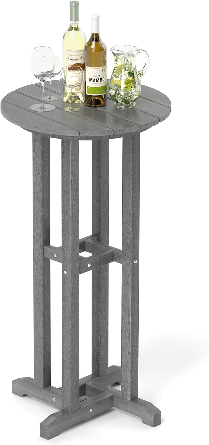 Tangkula 21.5" Round Bar Table, Grey