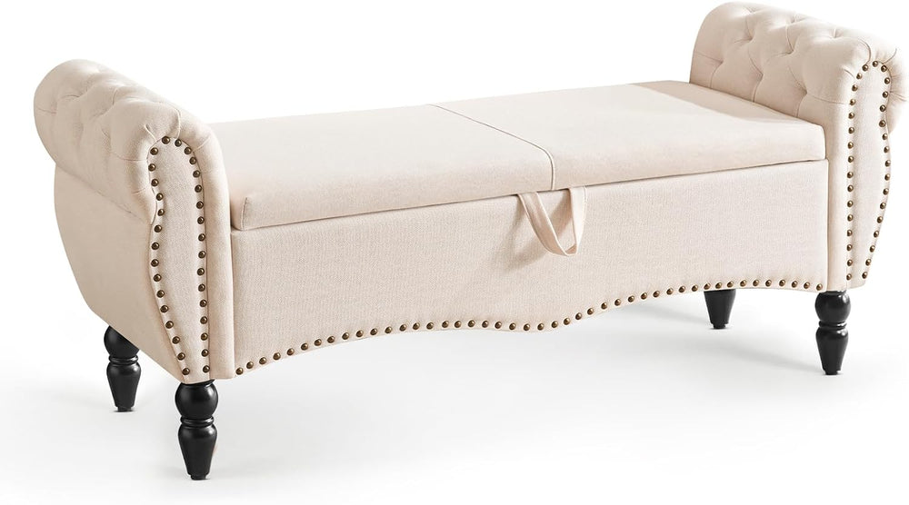 Furniliving Storage Ottoman Bench for Bedroom, Upholstered End of Bed Bench w...