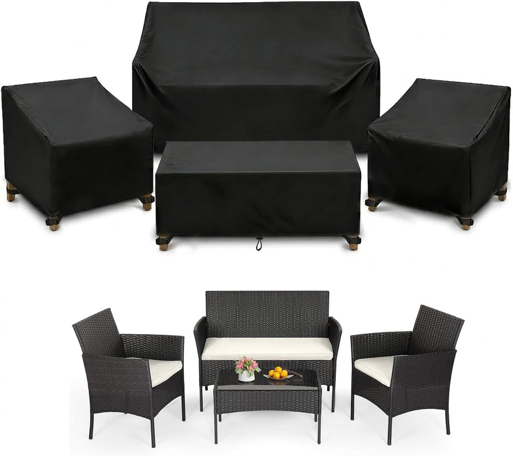 Patio Furniture Set Covers 4 Piece, 420D Oxford Waterproof with Drawstring, A...