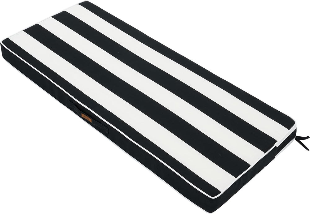 Outdoor Bench Cushion for Patio Furniture, 48x18Inch-Black White Stripe