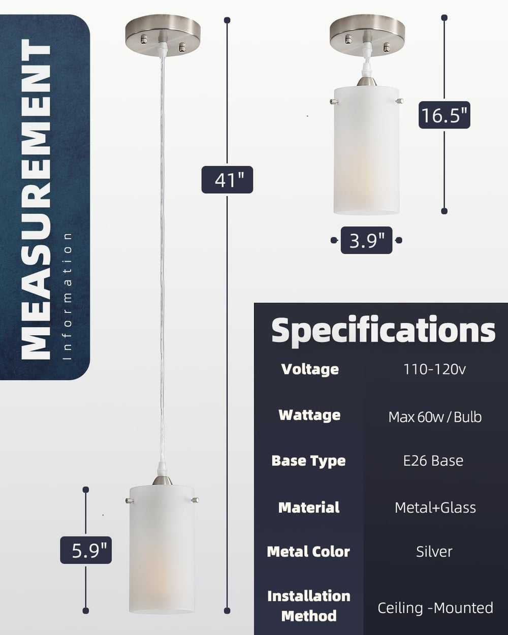 1-Light Mini Pendant Light Fixtures, Modern Chandelier Hanging Ceiling Light ...