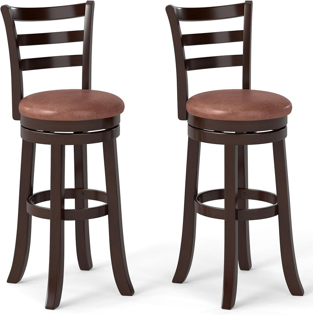 GIANTEX Swivel Bar Stools Set of 2, 30" Upholstered Counter Height Bar C...