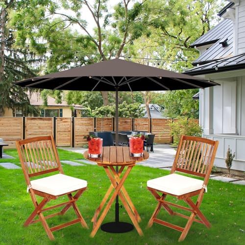 S AFSTAR Bistro Table and Chairs Set of 2, Acacia Wood Folding Bistro Set for...
