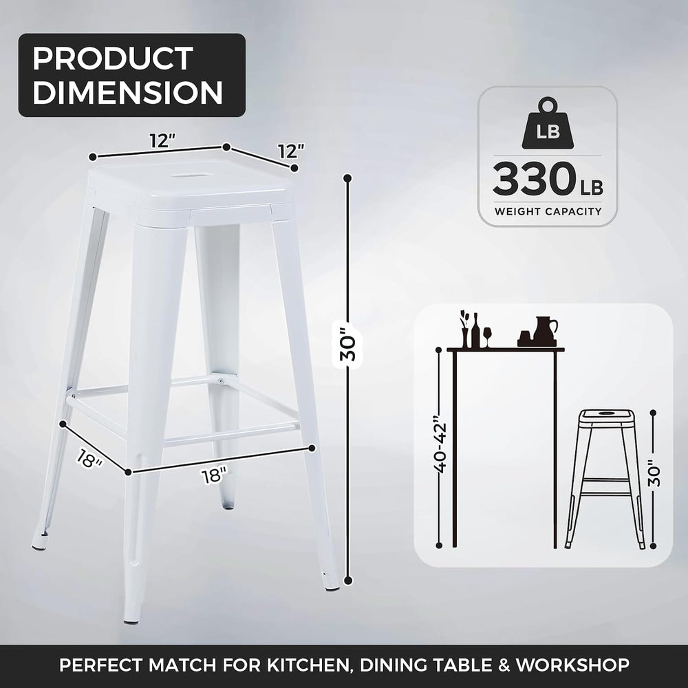 Outdoor Metal Bar Stools 30 Inch Set of 2,Weather-Resistant Patio Bar Stools,...