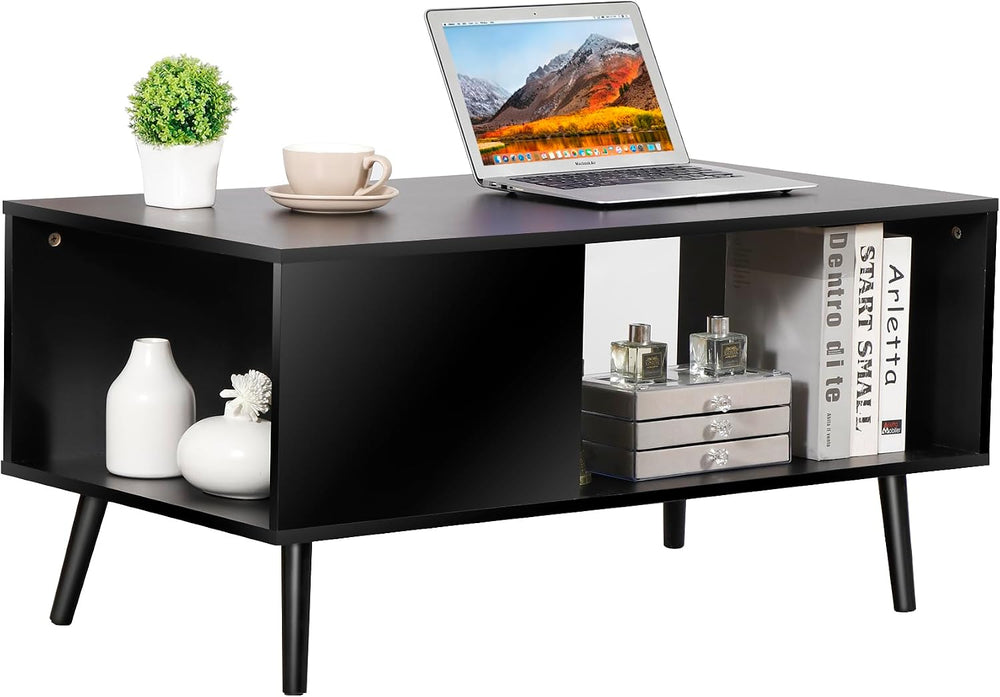 ZenStyle Mid Century Modern Coffee Table, Wooden Retro Coffee Table with Open...