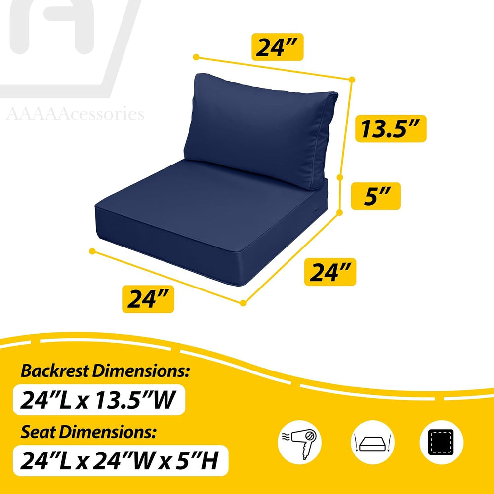 AAAAAcessories Outdoor Chair Cushions, 24 x 24 x 5 + 13.5 in, Set of 1