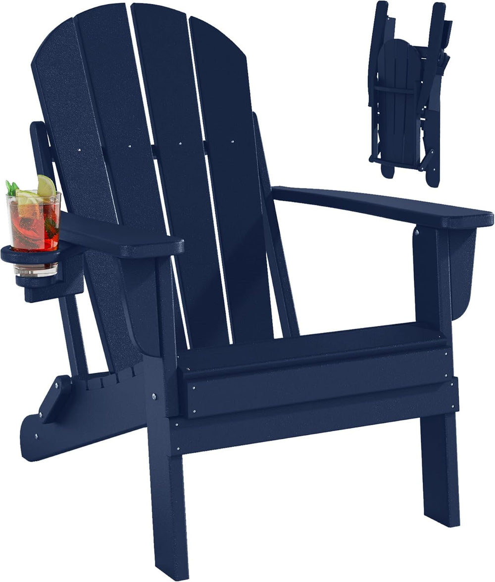 Folding Adirondack Chairs, All-Weather Resistant HDPE Patio Firepit Chairs, S...