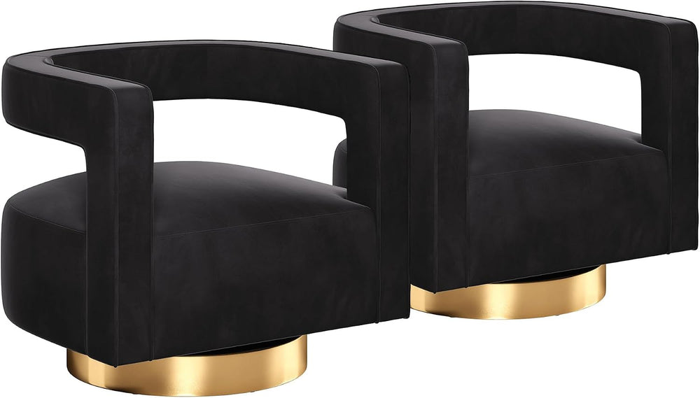 BELLEZE Swivel Barrel Accent Chair Set of 2, Modern Upholstered Arm Comfy Vel...
