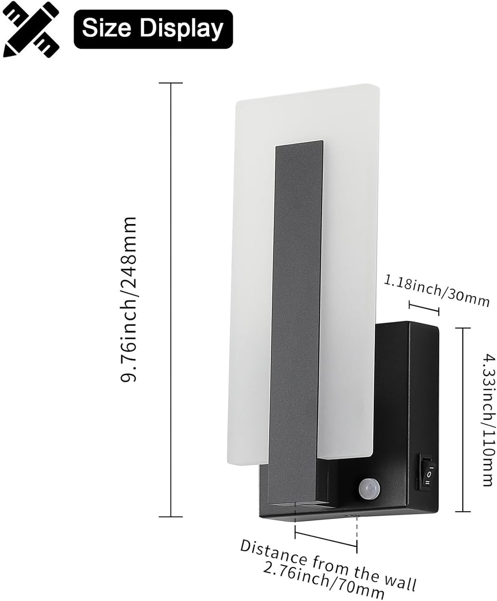 Joosenhouse Wall Sconces Set of Two Hardwired, Black Motion Sensor Wall Light...