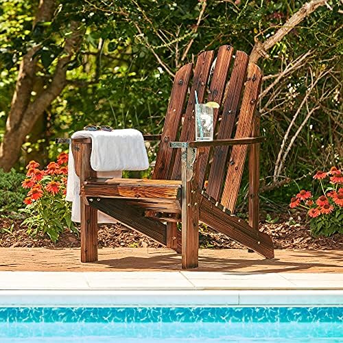 Shine Company 4618BB Marina Wooden Outdoor Patio Adirondack Chair, Burnt Brown