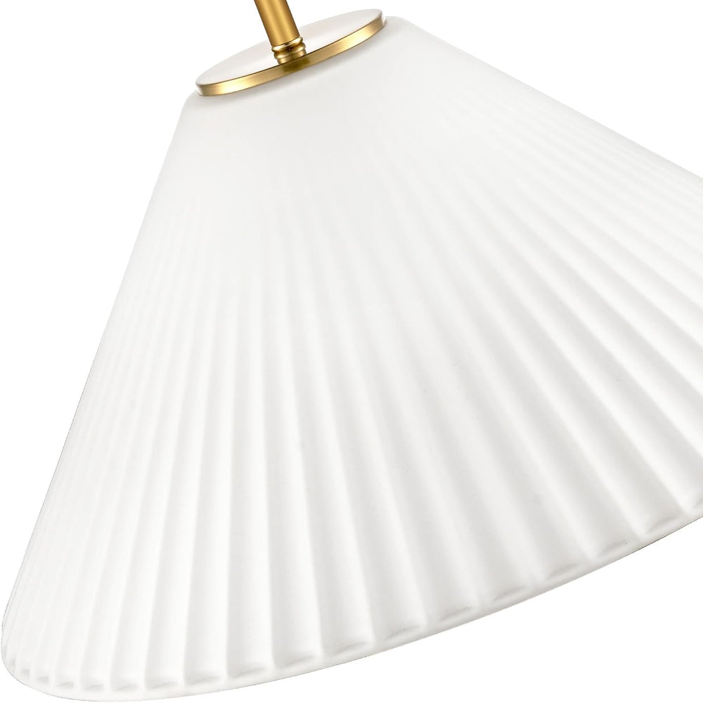 15.7 Inch Modern Pendant Lights, Ribbed Milk Glass 1-Light Single Pendant Lig...