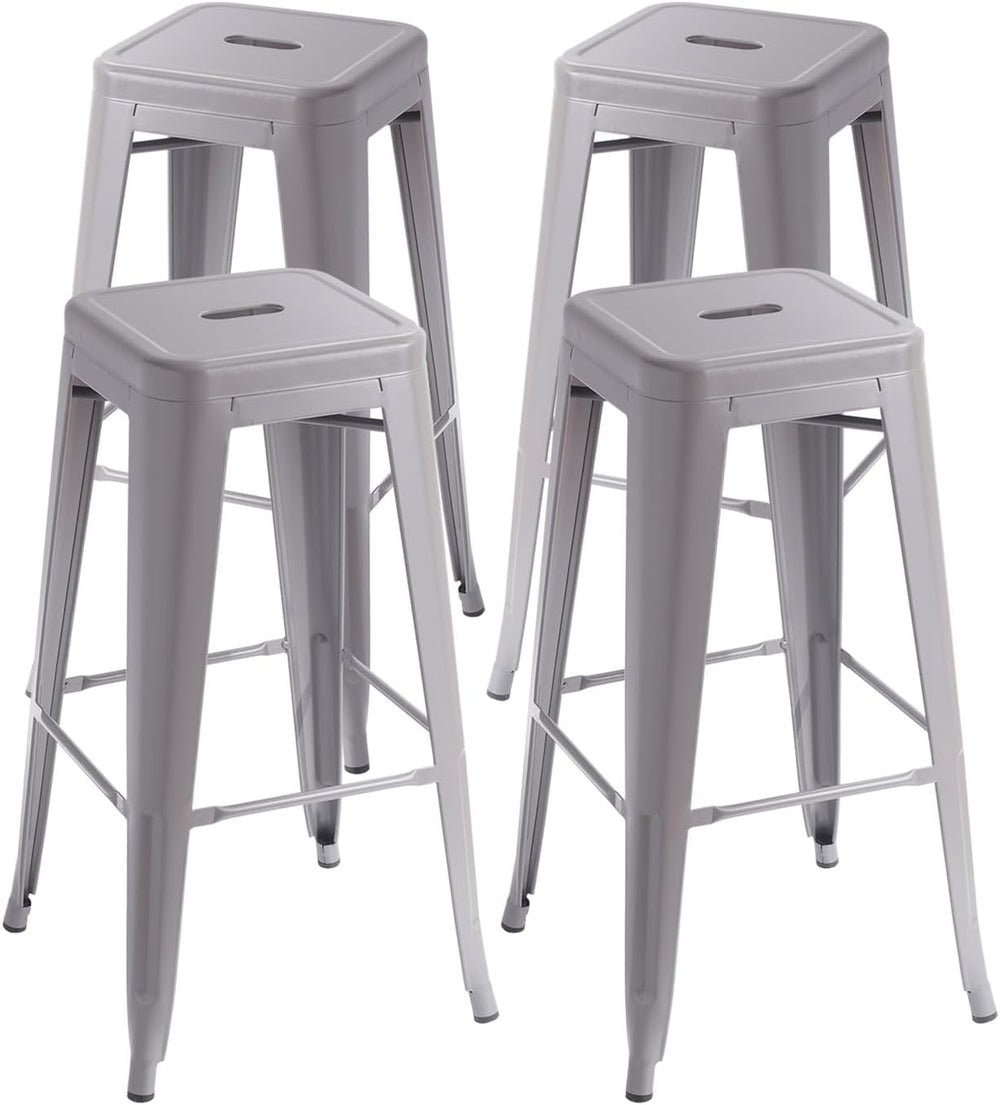 VENI HOME Stackable Metal Bar Stool Backless Indoor-Outdoor Counter Stools Fu...