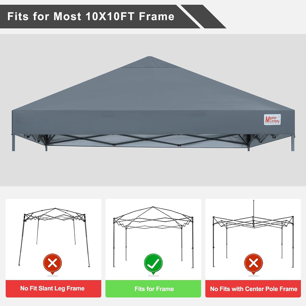 MASTERCANOPY 10x10 Replacement Pop Up Canopy Top Dark Gray