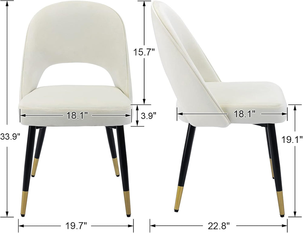 DUOMAY Modern Dining Chair Set of 2 with Open Back, Velvet Upholstered Armles...