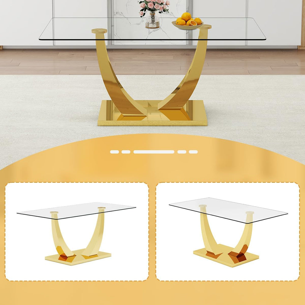 Glass Dining Table Set for 6, 71" Modern Dining Table Set for 6