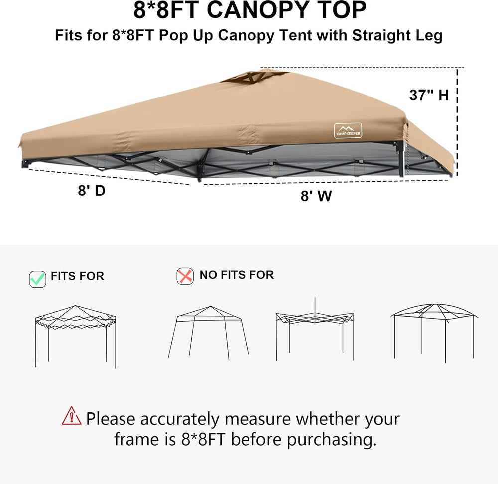 8x8 Replacement Top Pop Up Canopy Tent Cover Roof with Air Vent-Top Only