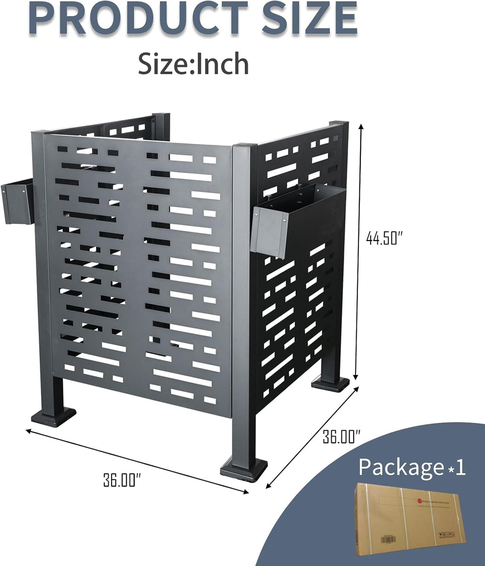 3×3 FT Air Conditioner Fence for Outdoor Units, Charcoal Metal Privacy Screen...