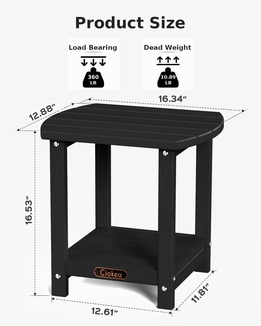 Ciokea Adirondack Outdoor Side Table,Black