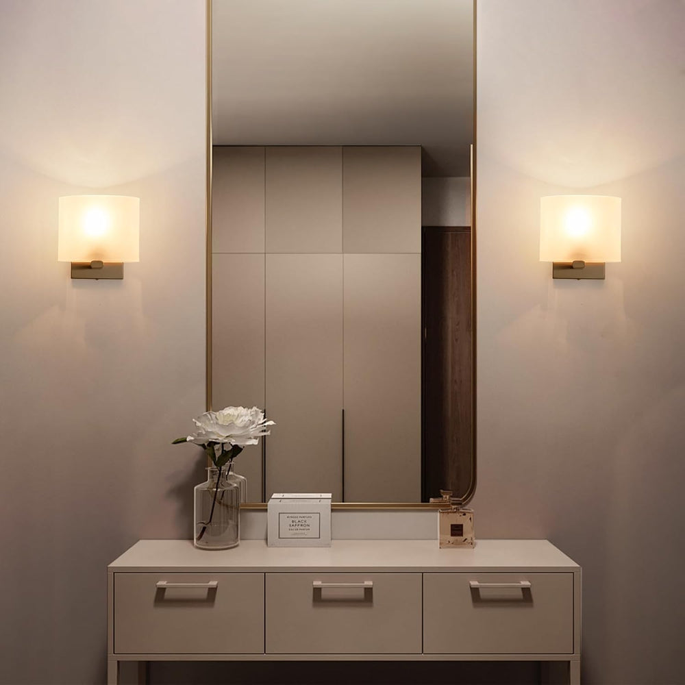 Small Flat Modern Acrylic Indoor Hardwired Gold Wall Sconce Light