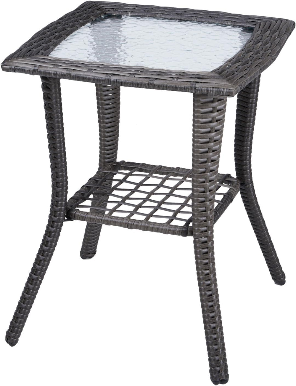 18" Patio Rattan Wicker Side Tables,Outdoor Square Wicker End Table,Wate...