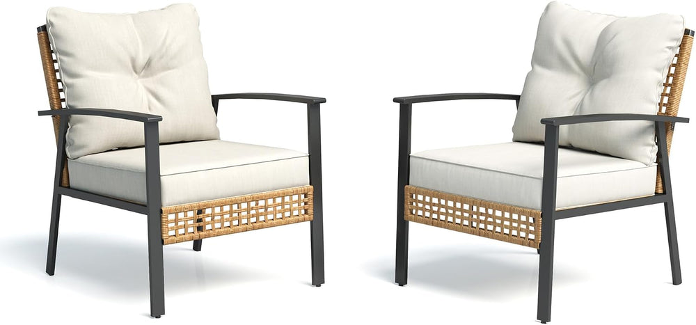 LAUSAINT HOME Outdoor Rattan Bistro Set, Patio Furniture Wicker Chairs Set of...
