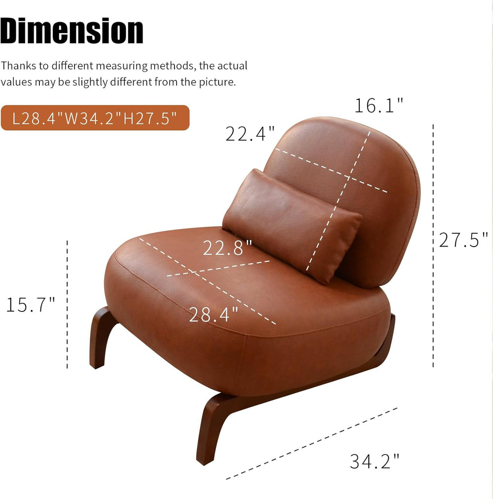 KEIKI Accent Chair with Solid Wood Legs, Faux Leather Single Seat Sofa for Li...