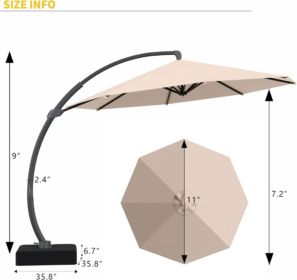 Kingdura 12ft Offset Cantilever Patio Umbrella with Base Included, Large Roun...