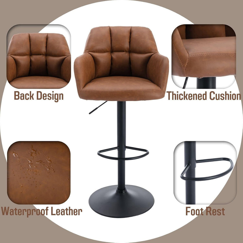 ROCITY Swivel Bar Stools Set of 6 Leather Kitchen Counter Stool Chair Upholst...