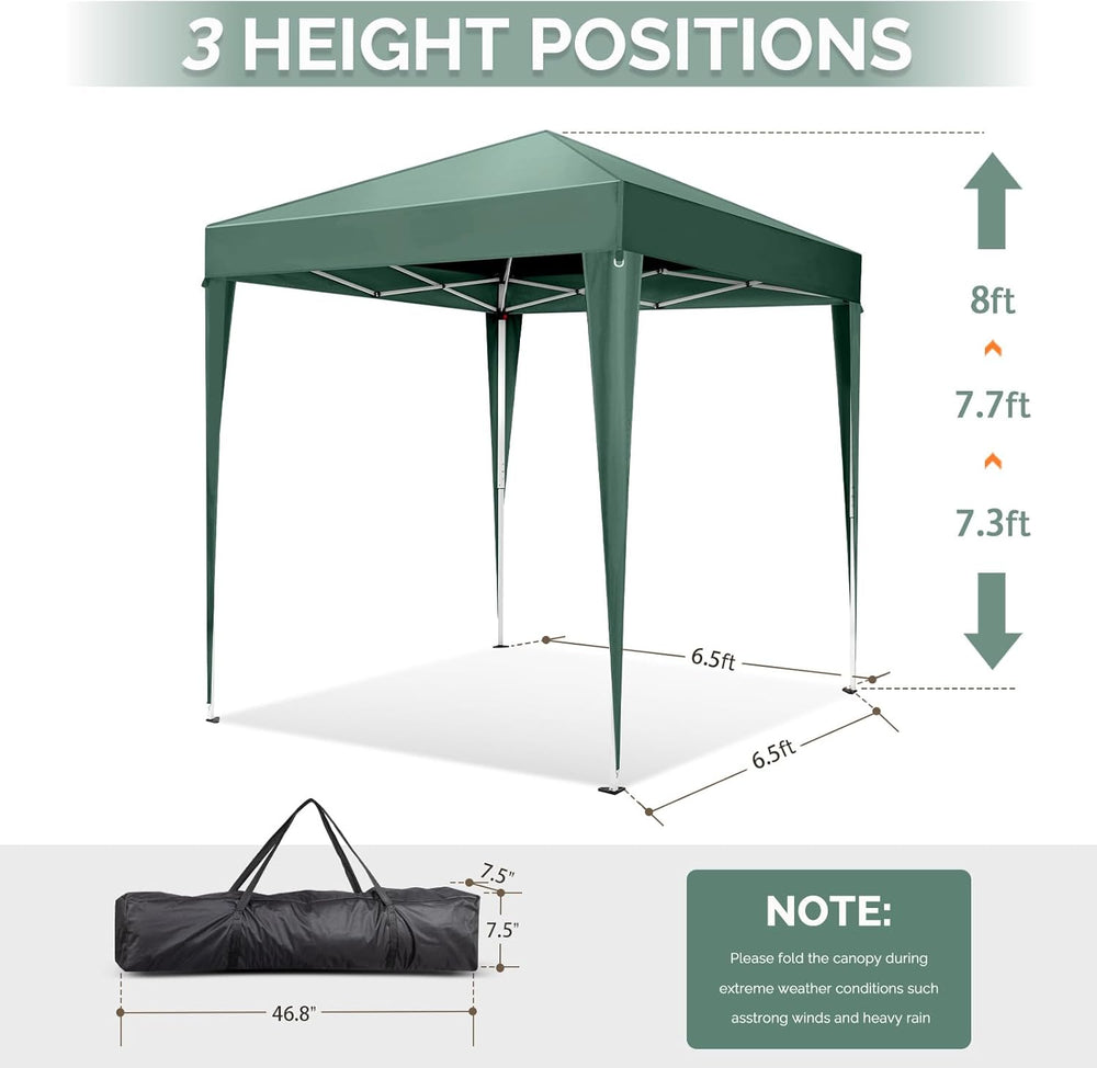 VINGLI 6.5x6.5 Pop Up Canopy Tent with Sidewalls, Outdoor Gazebo Canopy Tent,...