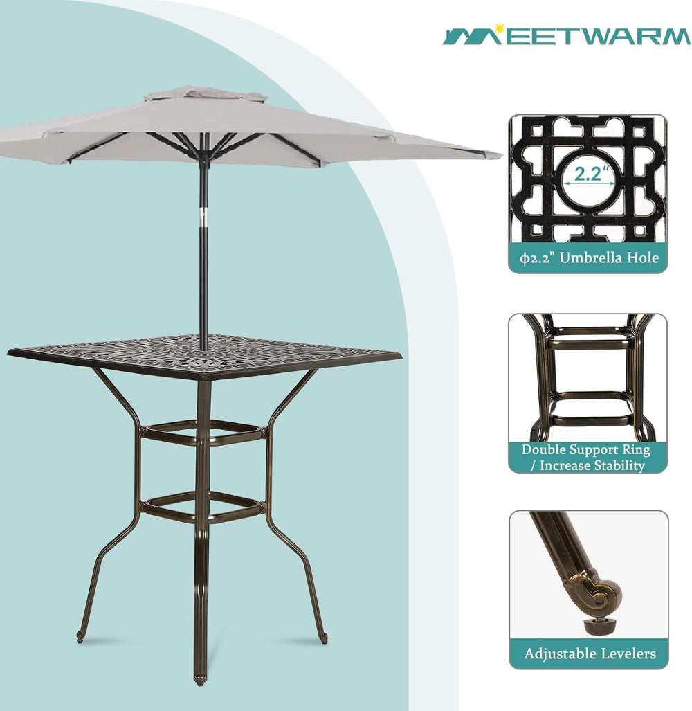 MEETWARM Patio Height Bar Table, 35.4" Bar Height Bistro Table, Outdoor ...