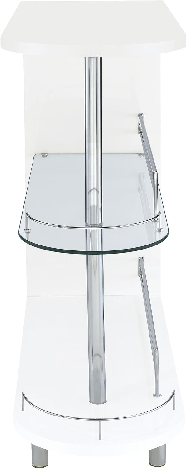 COASTER 2-holder Bar Table, Glossy White/Clear