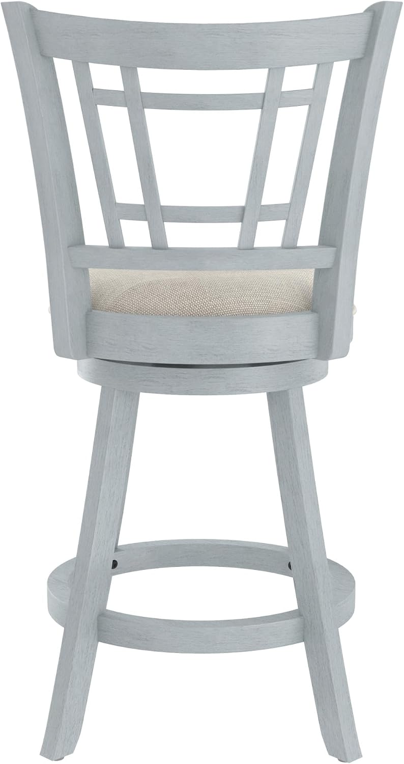 Hillsdale Fairfox 24.5" Wood Swivel Counter Height Stool, Blue Wire Brush