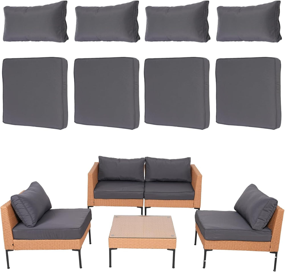 8Pcs Patio Cushion Covers with Zipper, Outdoor Couch Covers Replacement, Outd...