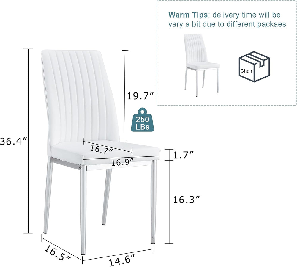 Upholstered Dining Chairs Set of 6, Mid-Century Modern Leather Dining Room Ch...