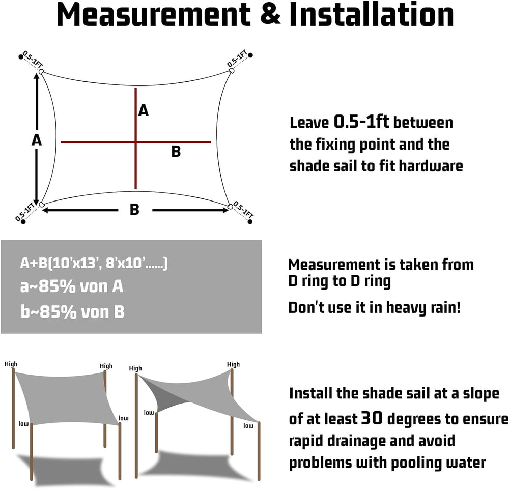 LOVE STORY 10' x 13' Waterproof Sun Shade Sail for Outdoor Patio, Dar...