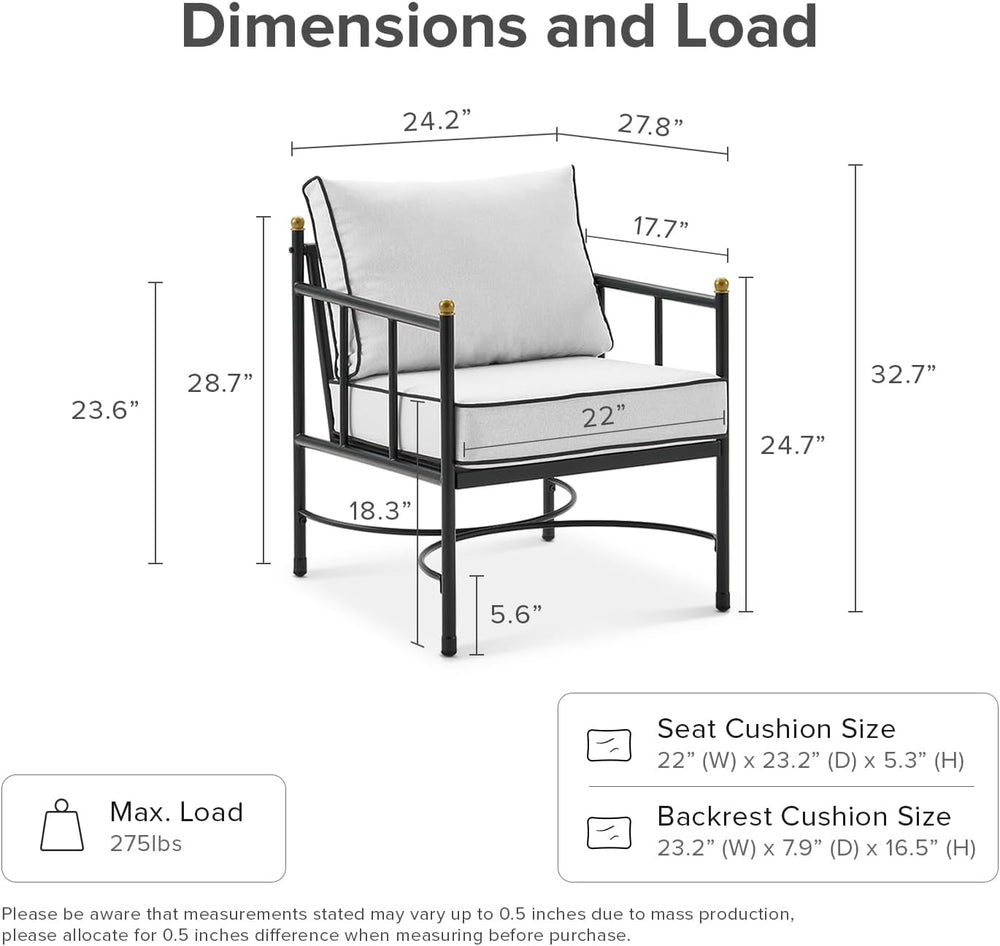 mopio Odelia Patio Chairs Set of 2, Outdoor Chair with Removable Cushions and...