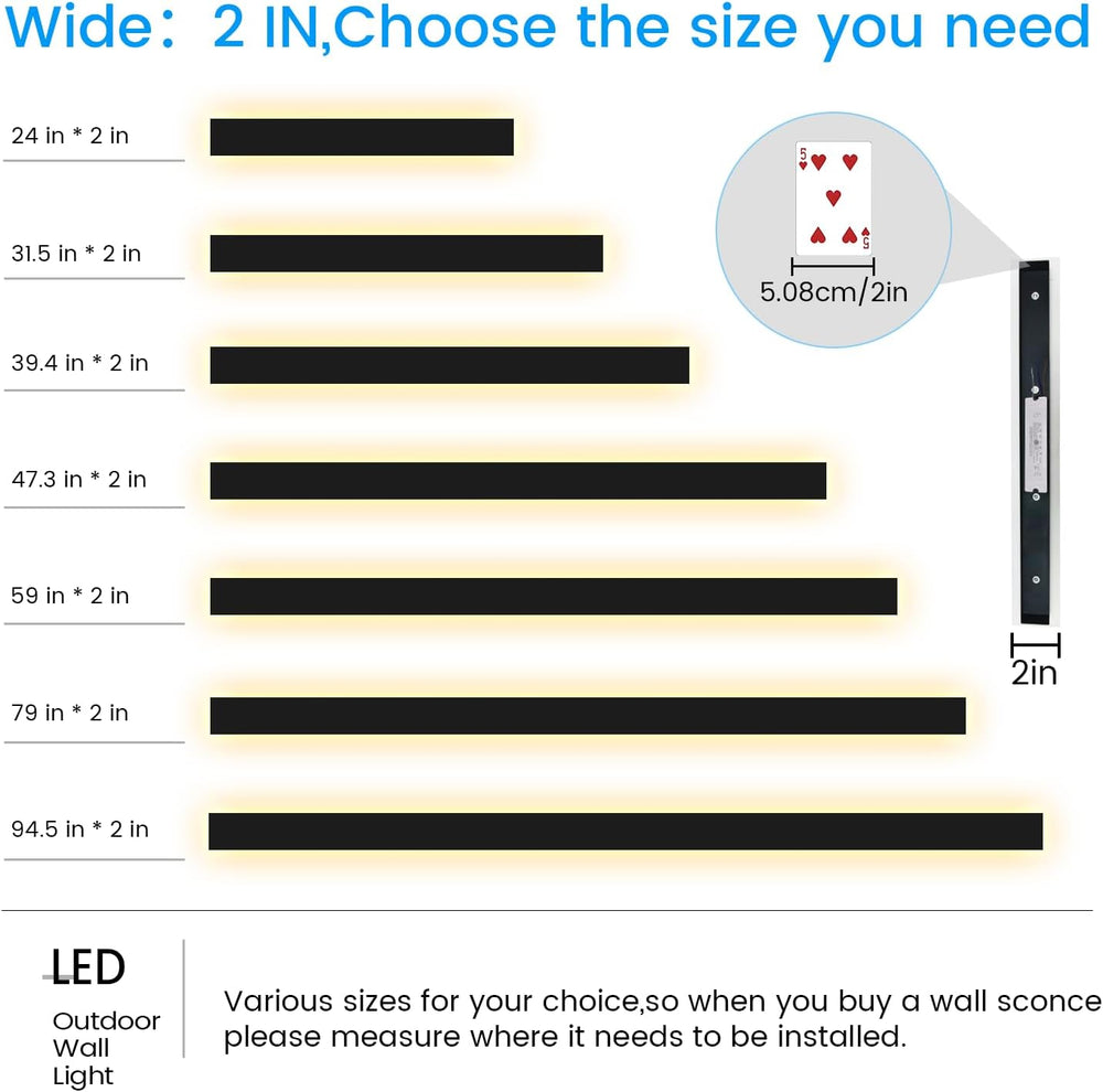 Exterior Wall Lights for House - 2pack 47.3inch Long Strip Modern Outdoor Lig...