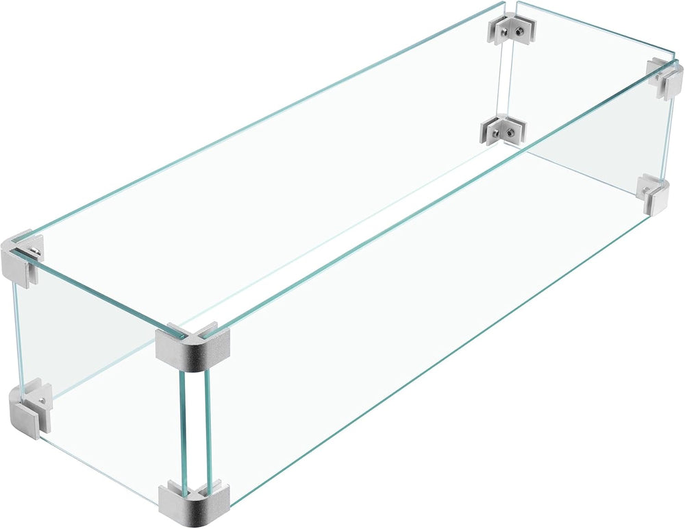 23x7x5.5 Fire Pit Glass Flame Wind Guard,Thick Tempered Glass Rectanglar Fire...