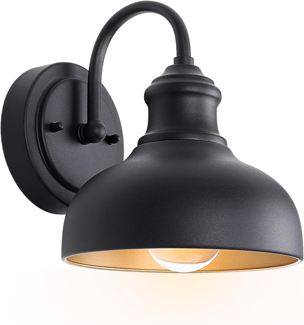 Black Outdoor Gooseneck Lighting for Barn 7 Inch Farmhouse Exterior Light Fix...